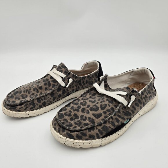 Hey Dude Womens Wendy Jungle Brown Leopard Print Shoes Size 8 - Picture 1 of 6